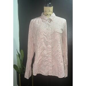 Gap Women's XL‎ Floral Print Long Sleeve Button-Up Shirt Casual Pink